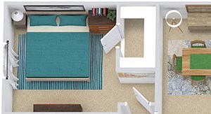 Chelsea 3D Chelsea 3D. 3 bedroom apartment. 1st floor entry. Kitchen with bartop open to living/dinning rooms. 2 full bathroom, double vanities. Walk-in closets. Patio/balcony.